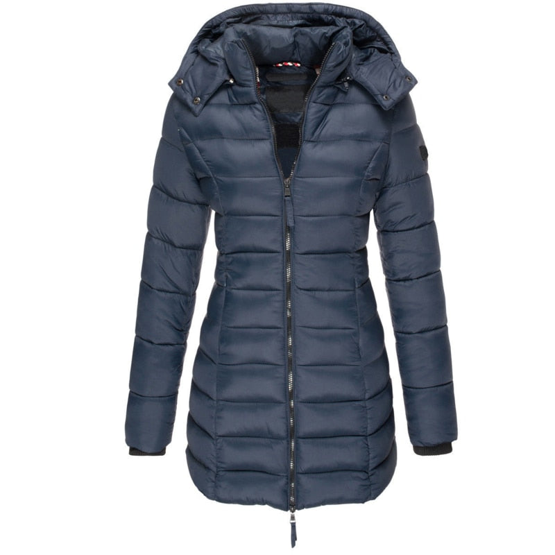 Lange gewatteerde waterafstotende parka met capuchon