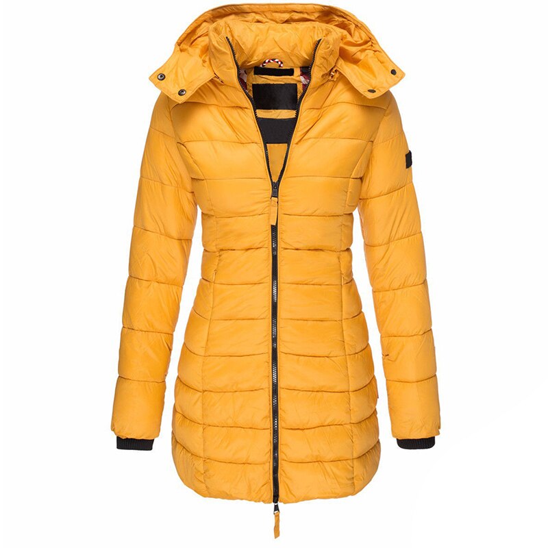 Lange gewatteerde waterafstotende parka met capuchon