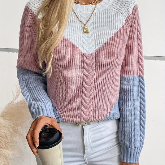 Linnea | Kabeltrui met colourblock