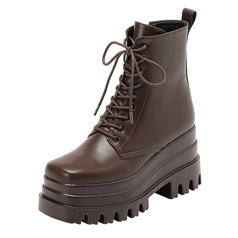 Stoere veterenkellaarsjes met plateauzool voor dames – combat boots met profielzool voor casual stads- en alternatieve looks