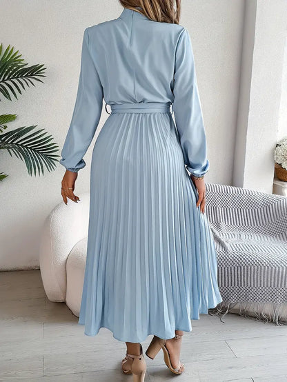Isabella | Long-Sleeve Belted Waist Midi Dress