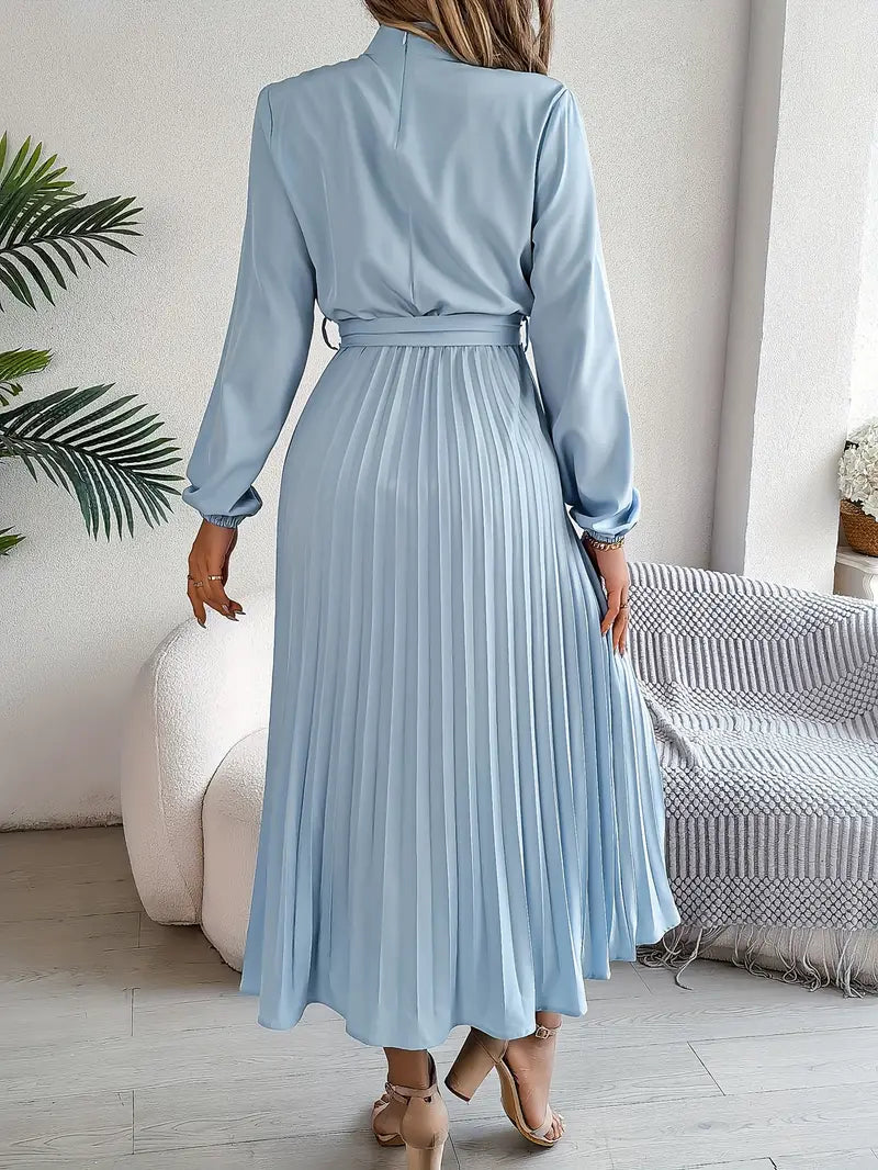 Isabelle | Midi-jurk met lange mouwen en ceintuur om de taille