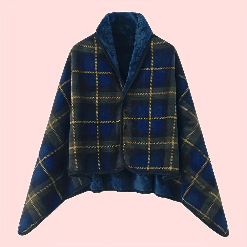 Rosamund | Gezellige geruite cardigan omslagsjaal
