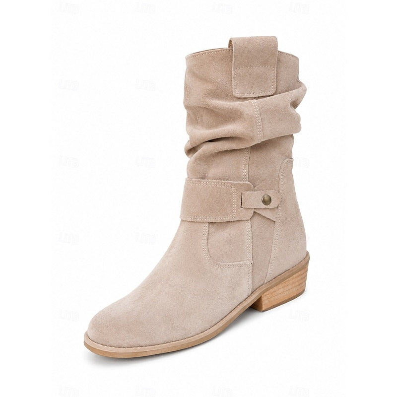 Slouchy enkellaarsjes met gesp
