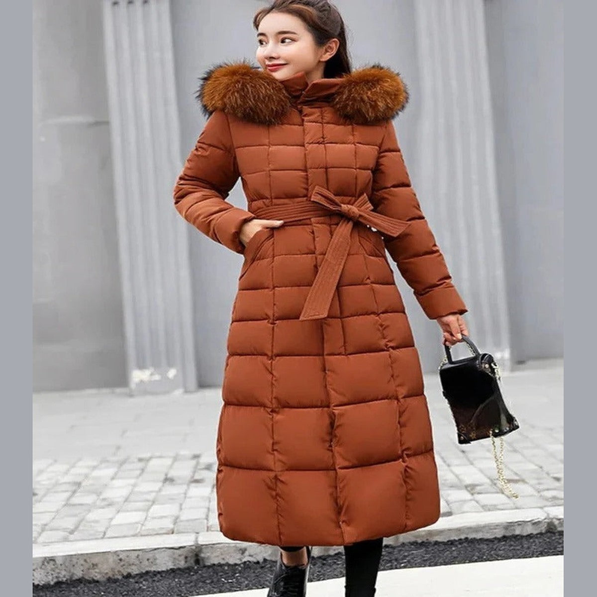 Winterparka met capuchon voor dames, met fleecevoering en utility-zakken