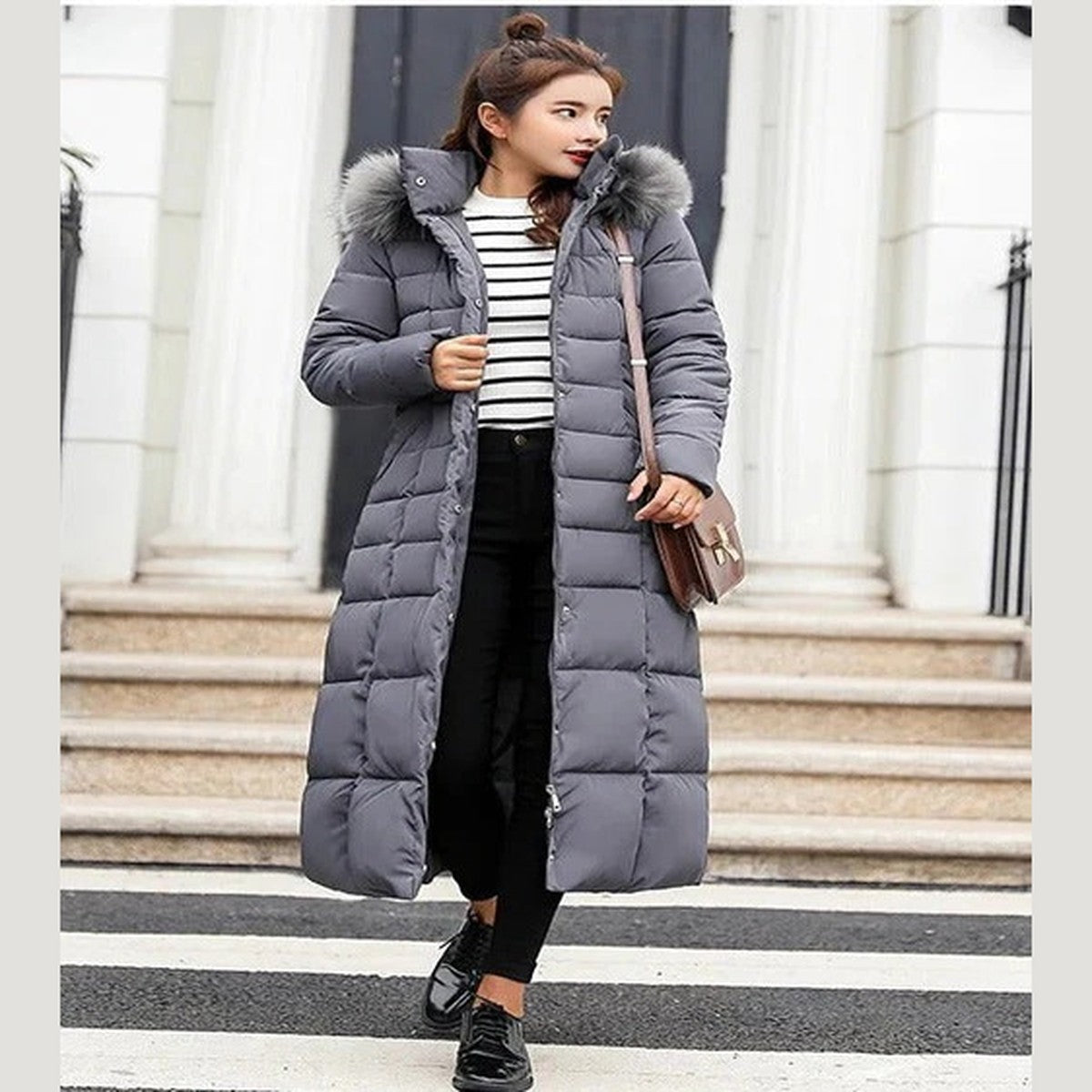 Winterparka met capuchon voor dames, met fleecevoering en utility-zakken
