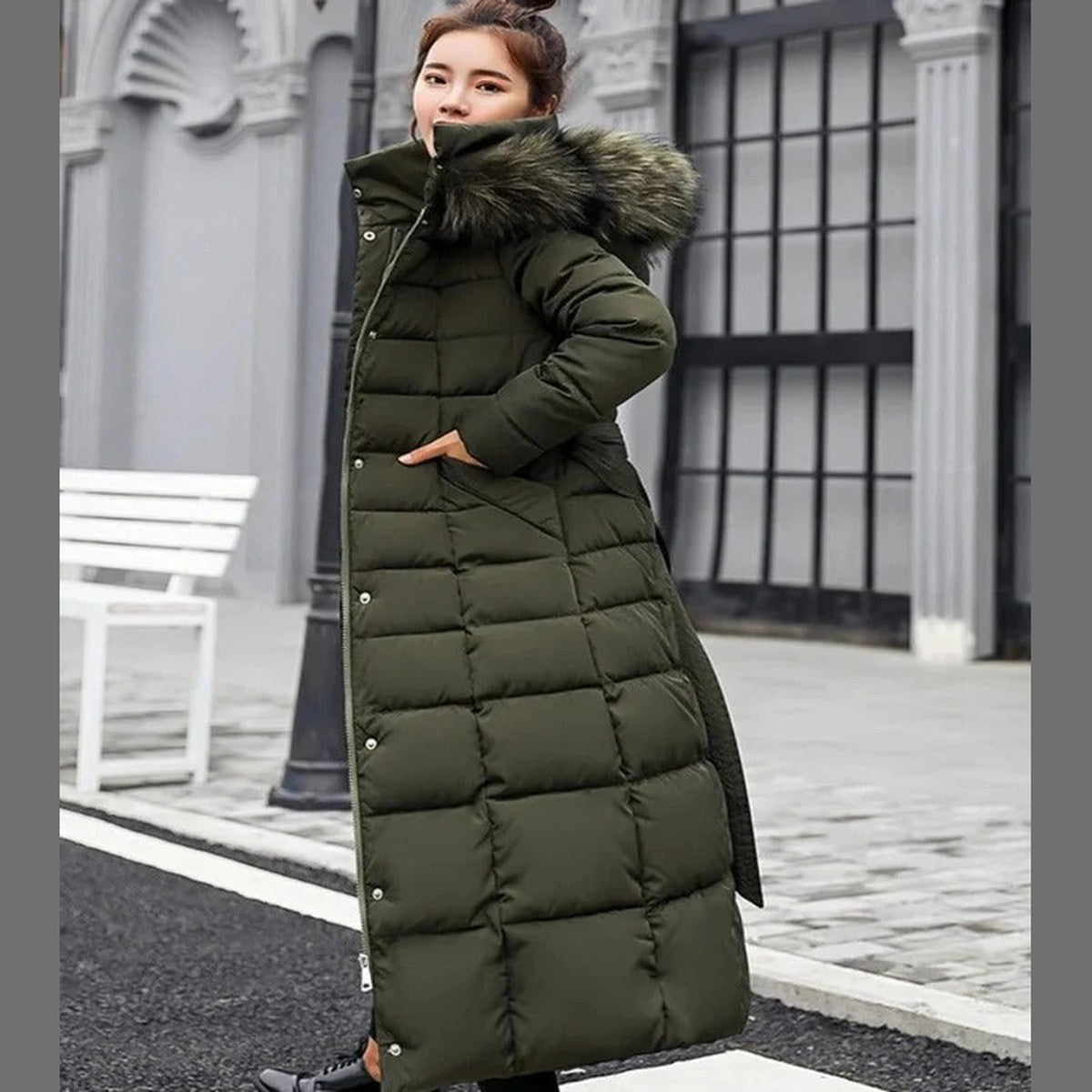 Winterparka met capuchon voor dames, met fleecevoering en utility-zakken
