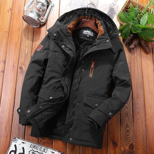 Heren winterparka met fleecevoering en utility-stijl, met meerdere cargozakken
