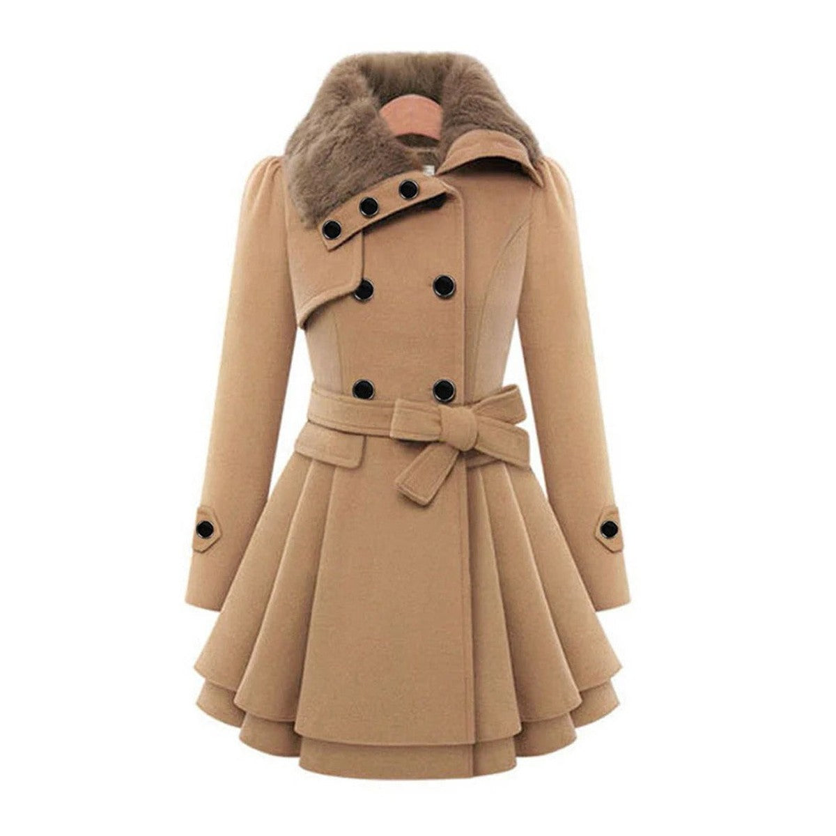 Gewatteerde parka puffer jas voor dames met capuchon met imitatiebontrand