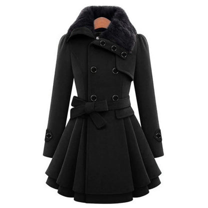 Gewatteerde parka puffer jas voor dames met capuchon met imitatiebontrand