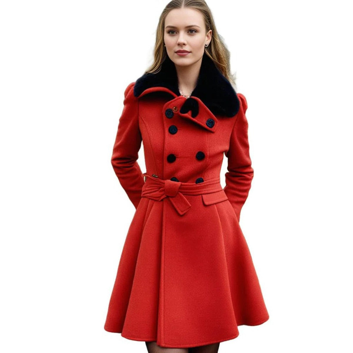 Gewatteerde parka puffer jas voor dames met capuchon met imitatiebontrand