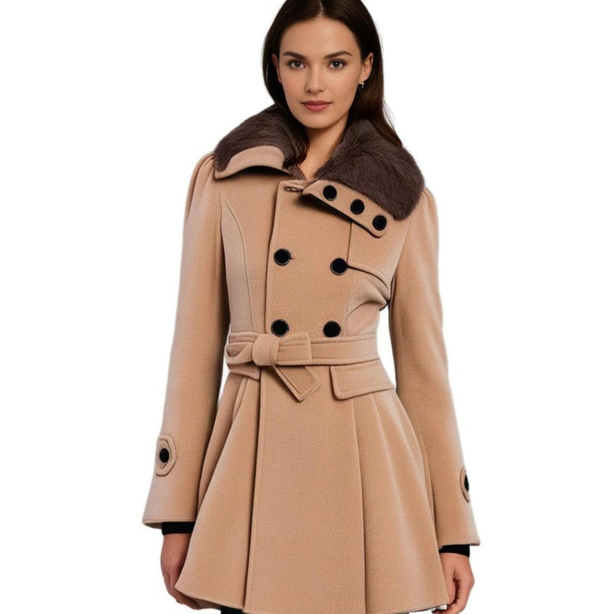 Gewatteerde parka puffer jas voor dames met capuchon met imitatiebontrand