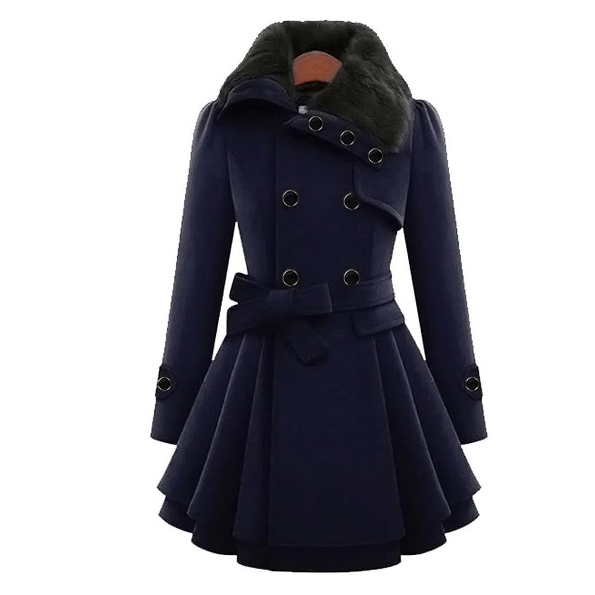 Gewatteerde parka puffer jas voor dames met capuchon met imitatiebontrand