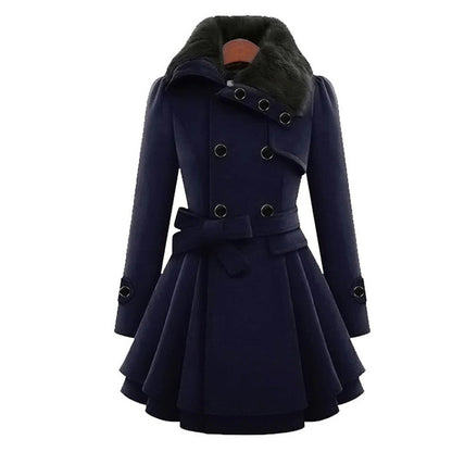 Gewatteerde parka puffer jas voor dames met capuchon met imitatiebontrand