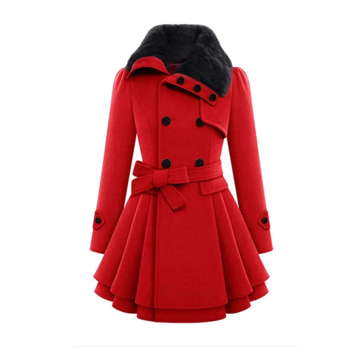 Gewatteerde parka puffer jas voor dames met capuchon met imitatiebontrand