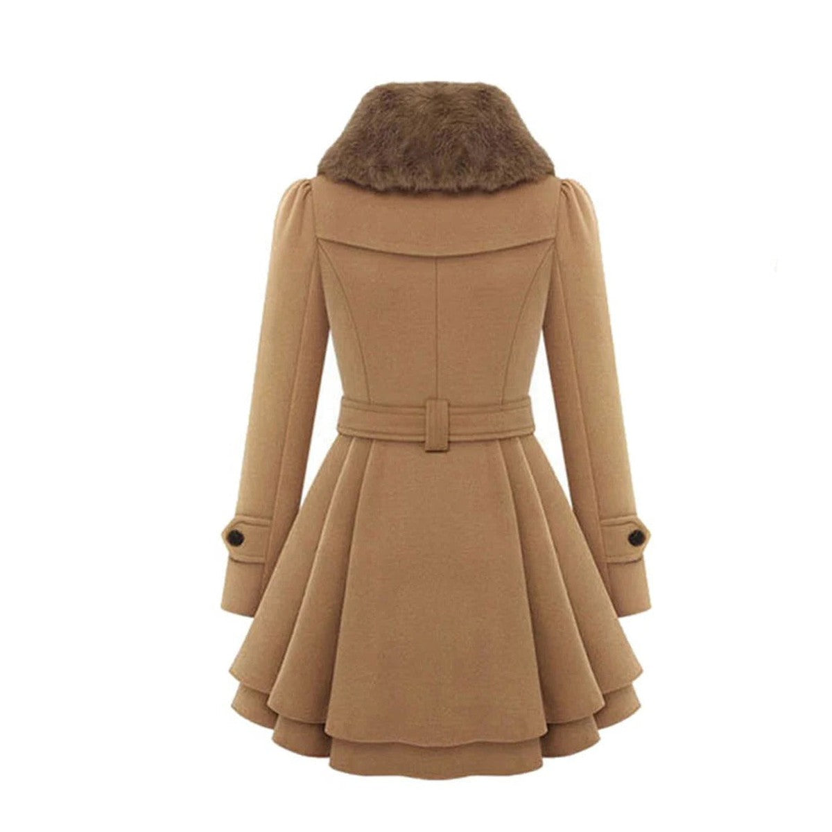 Gewatteerde parka puffer jas voor dames met capuchon met imitatiebontrand
