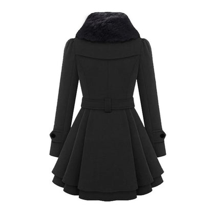 Gewatteerde parka puffer jas voor dames met capuchon met imitatiebontrand