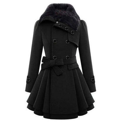Gewatteerde parka puffer jas voor dames met capuchon met imitatiebontrand