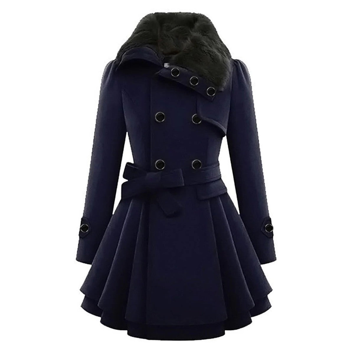 Gewatteerde parka puffer jas voor dames met capuchon met imitatiebontrand