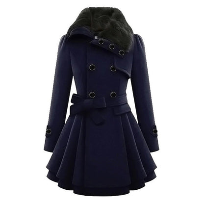 Gewatteerde parka puffer jas voor dames met capuchon met imitatiebontrand