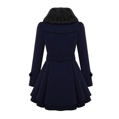 Gewatteerde parka puffer jas voor dames met capuchon met imitatiebontrand