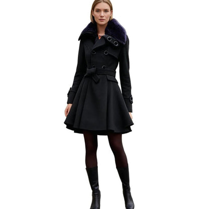 Gewatteerde parka puffer jas voor dames met capuchon met imitatiebontrand
