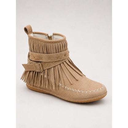 Enkellaarsjes in mocassinstijl met franjes