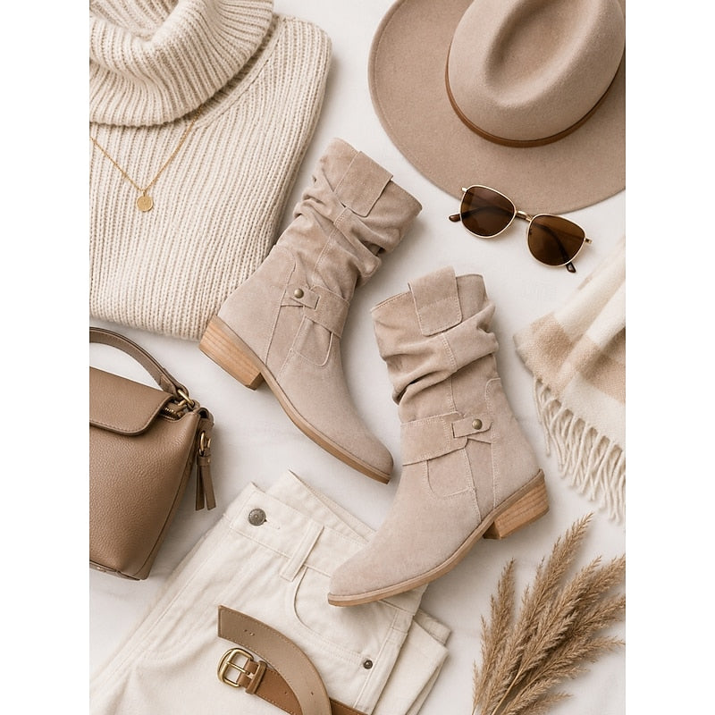 Slouchy enkellaarsjes met gesp