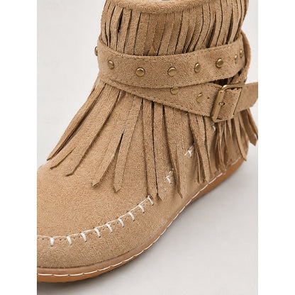 Enkellaarsjes in mocassinstijl met franjes