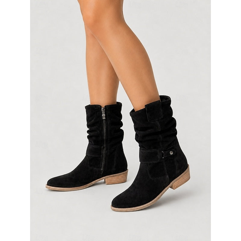 Slouchy enkellaarsjes met gesp